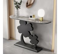 Diodceraic Tavolo console moderno per ingresso dietro il divano, tavolo di lusso per il portico con piano spesso e base in metallo per ingresso e soggiorno(Black B,120x30x80cm)