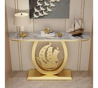 Diodceraic Tavolo console stretto per divano nel corridoio, piattaforma elegante per la casa, base in acciaio al carbonio, tavolo console moderno per l'ingresso e il soggiorno(Gold C,150x30x80cm)