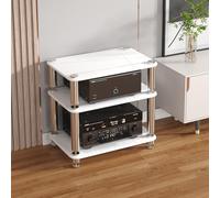Diodceraic Torre Rack Audio A 1/2/3/4 Livelli, Supporto Multimediale AV In Vetro E Acciaio Inossidabile Per Home Theater E Sistema HiFi, Armadio Audio Moderno E Rack Stereo(White,3 tier)