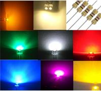 Diodi LED 5mm alta luminosità STRAW HAT 170° BIANCO ROSSO VERDE BLU RESISTENZE [EEK: A+++]