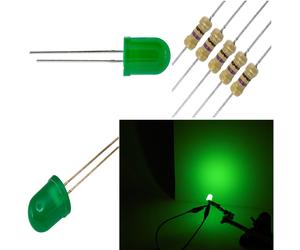 DIODI LED LUCE DIFFUSA 10mm BIANCO ROSSO VERDE BLU GIALLO RESISTENZE 5 10 50 Pz.