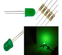 DIODI LED LUCE DIFFUSA 10mm BIANCO ROSSO VERDE BLU GIALLO RESISTENZE 5 10 50 Pz.