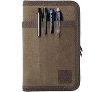 diodrio Field Notes - Copertina per taccuino tascabile da 3,3 x 5,5 cm, con portapenne, copertura impermeabile con cerniera per diario da 9,9 x 14,9 cm, tela cerata, verde oliva.