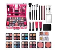 Dioeazh Set trucco per principianti, set trucco per donna - Valigetta multifunzionale Beauty Train con kit per il trucco - Scatola cosmetica con pennelli, rossetti, di ombretti, fard, gel glitterato