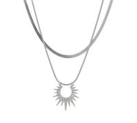 Diogeynu Collana con ciondolo a forma di dio del sole, gioiello minimalista da indossare tutti i giorni, multistrato con ciondolo a forma di sole, collana girocollo unisex a strati per l'uso