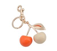 Diogeynu Elegante portachiavi a forma di ciliegie, ornamento accattivante con ciliegie, ciondolo per zaini e borse, portachiavi unico e robusto, Due colori., Light Yellow Gold Color