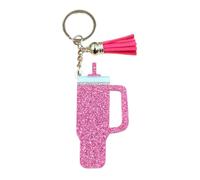 Diogeynu Elegante portachiavi con frangia alla moda a forma di tazza, accessorio per borsa, accessorio per chiave ornamento, zaino, ciondolo per amanti della tazza