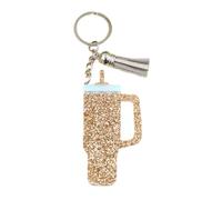 Diogeynu Elegante portachiavi con frangia alla moda a forma di tazza, accessorio per borsa, accessorio per chiave ornamento, zaino, ciondolo per amanti della tazza