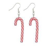 Diogeynu Orecchini pendenti fatti a mano con bastoncini di zucchero di Natale, accessori per le vacanze, piccoli orecchini a stampella adatti per orecchini natalizi quotidiani a forma di bastoncino