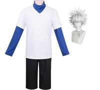 Diohauxi Killua Zaoldyeck Costume Cosplay Uomo Anime Uniformi con Parrucca Halloween Party Abbigliamento quotidiano