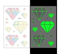 Diomand Fantasy Tatuaggi temporanei adesivi in resina luminosi che brillano al buio, riempitivi, artigianato