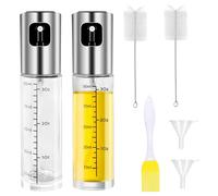 Diompirux 2 Pezzi 100ml Nebulizzatore con 2 spazzole per Pulizia, 1 Spazzola per Olio e 2 imbuti, Nebulizzatore Olio D'oliva E Aceto, Bottiglia Spray da Cucina in Vetro, Spruzzino per Olio per Cucina