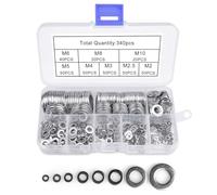 Diompirux 340Pezzi Rondelle Piatte inox 304 con 8 dimensioni, rondelle piane e rondelle di sicurezza, per la domestica, riparazioni in fabbrica, cucine,Guarnizioni O'Ring(M2,M2.5,M3,M4,M5,M6,M8,M10)