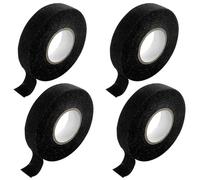 Diompirux 4 pezzi Nastro Isolante in Tessuto,nastro tessile autoadesivo per cablaggi,Nastro in Industriale,Nastro Adesivo Telato Nero per Fili a Vista-Auto,Moto e Cavi(19 mm x 15 m)