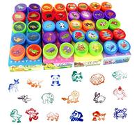 Diompirux 40 Pezzi Timbri Bambini Sigillo Animale, Cartoni Animati Kit Set di Strumenti Auto Inchiostrazione Timbri, multicolore Giocattoli Adatto, per regali di feste, ricompense scolastiche