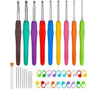 Diompirux 9 Pezzi Uncinetti Ergonomic con 20 pennarelli, Crochet kit di Dimensioni Complete, 2mm-6mm Lunghe Knit Needles, Regalo per Ragazze, Kit per Principianti ed Esperti Amanti dell'Uncinetto