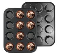 Diompirux Set da 2 pezzi Stampo Antiaderente con 12 Stampi Muffin, per muffin con rivestimento antiaderente di alta qualità, teglia di dimensioni standard, 35 x 27 x 3 cm, per cupcake, brownies