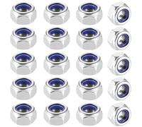 Diompirux Set di 20 Dadi Bloccaggio M8 in Acciaio Inox 304 - Esagonali Autobloccanti Con Anello Nylon per L'Edilizia e Gli Elementi di Fissaggio Industriali, Viti e Bulloni