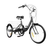 DioPaiB Bicicletta da 20 pollici a 3 ruote per adulti, triciclo con cestino della spesa, 8 marce, 3 ruote, capacità di carico 110 kg, altezza regolabile 73,5 - 92 cm, per adulti e anziani, colore