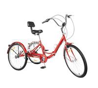 DioPaiB Bicicletta pieghevole da 24 pollici, a 3 ruote, per adulti e anziani, portata 120 kg, con luce a LED e porta bevande, colore: rosso