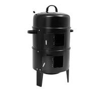 DioPaiB Bruciatore 3 in 1 per affumicatore, barbecue a carbonella con coperchio e termometro, contenitore per affumicatura, 40 cm di diametro, forno 3 in 1 per carne alla griglia, pancetta, nero