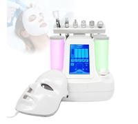 DioPaiB Macchina per la cura della pelle di ossigeno 7 in 1, acquafaciale professionale con indicatore LED e maschera, dispositivo microdermoabrasione 220 V, ossigeno bellezza macchina facciale
