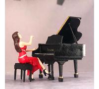 Diorama 1:64 Scale Pianist Figure Scene Painted Desktop Resin With Piano Street
