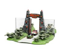 Diorama Della Porta Di Jurassic Park Con Auto In Metallo Da 1,65 Pollici