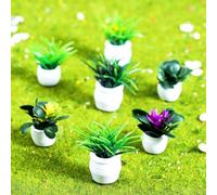 Diorama Models Trees, 7 vasi da fiori in miniatura da 4 cm in scala HO O modellismo ferroviario casa delle bambole Diorama piante aritificial paesaggio decorazione giardino