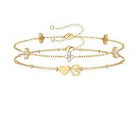 Diorra Braccialetti da donna, 2 polsini, unisex, regolabile, con lettere A-Z, per regali da donna, Argento, Senza Gemme