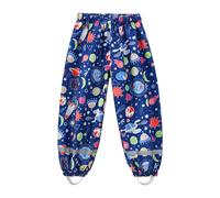 Dioshak Pantaloni Impermeabili Ragazzi Bambini Pantaloni Antipioggia Antivento Pantaloni Fango Non Imbottiti Traspiranti Leggeri Riflettenti Copripantaloni Autunno Ciclismo per 5-6 Anni, Blu Pianeta