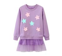 Dioshark Felpa per Bambina Viola Cotone Pullover Stella Maglioni Paillettes Tulle Abiti con Manica Lunga Girocollo Felpe Autunno Inverno Maglietta Casual Maglia per Neonato 2-3 Anni