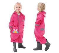 Dioshark Impermeabile Ragazza Bambini Tuta da Pioggia Impermeabile Rosso Rosa Gufo Antipioggia Portatile Giacche Pantaloni Mantella con Cappuccio e Reflex Outdoor Lungo Viaggio Poncho per 2-4 Anni, M