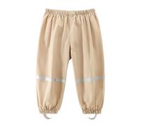 Dioshark Pantaloni Pioggia per Ragazza Bambini Sopra Pantaloni Impermeabili e Antivento Pantaloni Fango Traspiranti Leggeri Riflettenti non Imbottiti Sovrapantaloni Primavera Asilo per 3-4 Anni, Beige