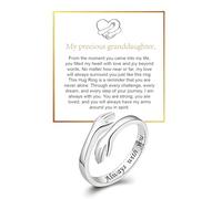DIOWUS Anello con scritta "To My Granddaughter" per la speranza, in acciaio inox, con messaggio "Always With You", regolabile, da donna, non si ossida, regalo per compleanno, Natale, Acciaio