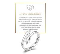 DIOWUS Anello con scritta "To My Granddaughter" per la speranza, in acciaio inox, con messaggio "Always With You", regolabile, da donna, non si ossida, regalo per compleanno, Natale, Acciaio