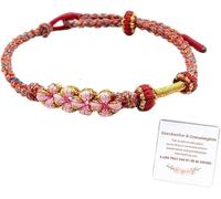 DIOWUS Braccialetto con nodo di ciliegia, con scritta "To My Granddaughter A Link That Can Never Be Undone - Braccialetto per nipote della nonna, regolabile, intrecciato a mano, per donne, gioielli di