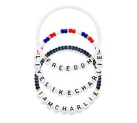 DIOWUS Charlie Kirk - Braccialetto con perline, 3 pezzi, con lettera "Hero Freedom", braccialetti elasticizzati per commemorazione di un vero patriota, preghiera, giustizia, idea regalo, Large