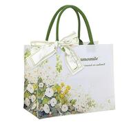 DIOWW Borsa da spiaggia in tela con sciarpe da donna camomilla floreale regalo borsa tote in tela decorativa shopping tote con manici verdi, Verde/Bianco., 21*23*15cm