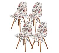 Dioxide Coprisedie con Schienale 4 pezzi con Stampa Moderna,Copri Sedia da Cucina Alta Elasticità, Copri Sedie Soggiorno Stampato Elasticizzato per Banchetti, Feste e Decorazioni Casa(Inizio estate)