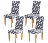 Dioxide Coprisedie con Schienale 4 Pezzi Elastico, Copri Sedia da Cucina Tessuto Confortevole,Universali Coprisedia Elasticizzati, Moderno Fodera Sedia per Soggiorno,Cucina,Casa (Stampa-Spazio Libero)