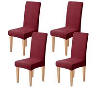 Dioxide Coprisedie con Schienale 4 Pezzi Elastico, Copri Sedia da Cucina Tessuto Confortevole,Universali Coprisedia Elasticizzati, Moderno Fodera Sedia per Soggiorno,Cucina,Casa (Jacquard, Bordeaux)