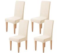 Dioxide Coprisedie con Schienale 4 Pezzi Elastico,Copri Sedia da Cucina Tessuto Confortevole,Universali Coprisedia Elasticizzati, Moderno Fodera Sedia per Soggiorno,Cucina,Casa (Jacquard,Bianco crema)