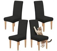 Dioxide Coprisedie con Schienale 4 Pezzi Elastico, Copri Sedia da Cucina Tessuto Confortevole,Universali Coprisedia Elasticizzati, Moderno Fodera Sedia per Soggiorno,Cucina,Casa (Nero)