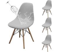 Dioxide Coprisedie con Schienale 4 pezzi, Impermeabile Copri Sedia da Cucina Adatto a Schienali Rotondi, Coprisedia Elasticizzato Lavabile, Antiscivolo e Resistente Allo Sporco(4PCS,Grigio Chiaro)