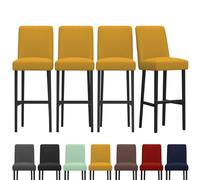 Dioxide Coprisedie con Schienale 4 pezzi per Sedie Bar,Coprisedie Elasticizzato Morbidi e Resistenti per Proteggere e Rinnovare le Tue Sedie da Cucina,Bar,Ristorante(Giallo Zenzero)