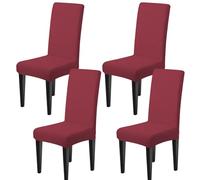 Dioxide Coprisedie con Schienale 4 Pezzi, Sedia Bi-Elastico per Una Misura Universale, Molto Facile da Pulire e Resistente, Coprisedile, Office, Arredamento Ristorante - Bordeaux