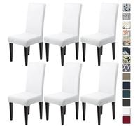 Dioxide Coprisedie con Schienale 6 Pezzi Elastico, Copri Sedia da Cucina Tessuto Confortevole,Universali Coprisedia Elasticizzati, Moderno Fodera Sedia per Soggiorno,Cucina,Casa (Bianco)