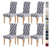 Dioxide Coprisedie con Schienale 6 Pezzi Elastico, Copri Sedia da Cucina Tessuto Confortevole,Universali Coprisedia Elasticizzati, Moderno Fodera Sedia per Soggiorno,Cucina,Casa (Stampa-Spazio Libero)