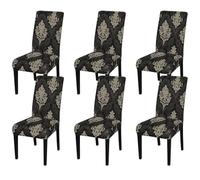 Dioxide Coprisedie con Schienale 6 Pezzi Elastico, Copri Sedia da Cucina Tessuto Confortevole,Universali Coprisedia Elasticizzati, Moderno Fodera Sedia per Soggiorno,Cucina,Casa (Stampa-Barocco)